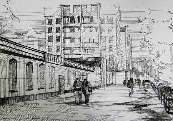 Простые рисунки улиц для срисовки
